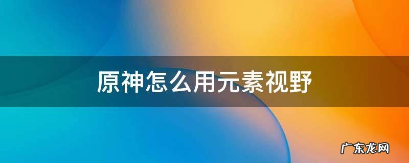 电脑上原神怎么用元素视野 原神怎么用元素视野