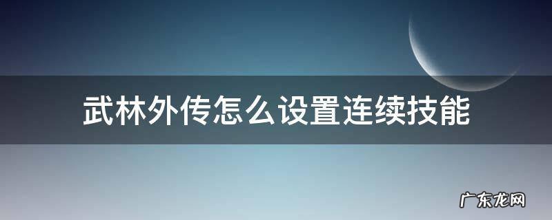 武林外传技能加点 武林外传怎么设置连续技能