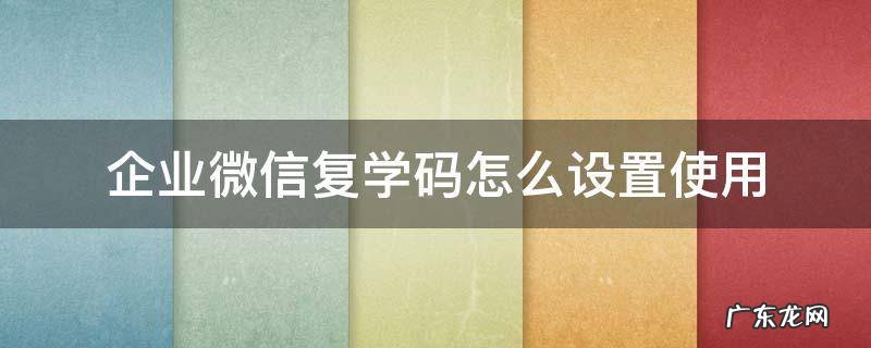 企业微信复学码怎么设置使用 企业微信复学码如何使用
