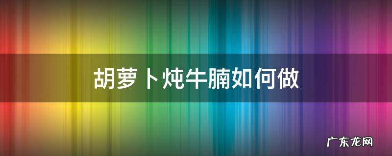 胡萝卜炖牛腩如何做 胡萝卜炖牛腩怎么做