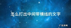 字中间有横线怎么打? 怎么打出中间带横线的文字