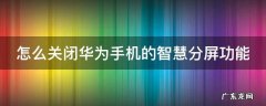 怎么关闭华为手机的智慧分屏功能