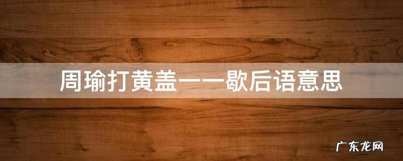 周瑜打黄盖一一歇后语意思 周瑜打黄盖一句歇后语