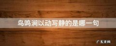 《鸟鸣涧》以动写静的句子是 鸟鸣涧以动写静的是哪一句