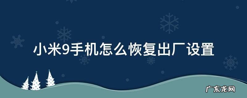 小米9手机怎么恢复出厂设置 小米9手机恢复出厂设置步骤