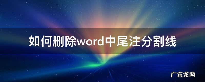 如何删除word中尾注分割线? 如何删除word中尾注分割线