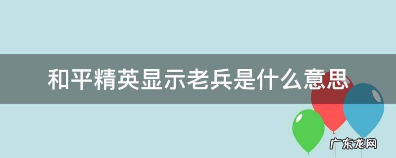 和平精英显示老兵是什么意思 和平精英后面有个老兵是什么意思
