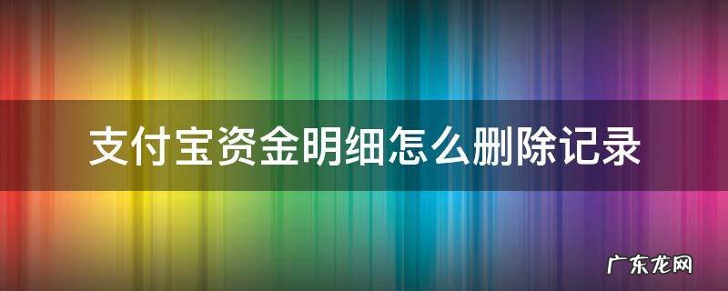 支付宝资金明细怎么删除记录 怎么清除支付宝资金明细记录