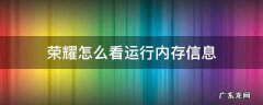 荣耀怎样看运行内存 荣耀怎么看运行内存信息