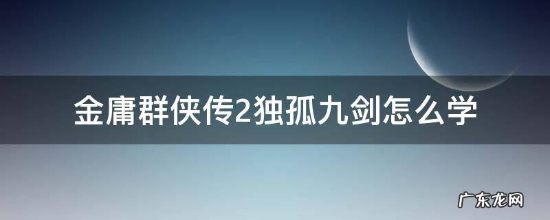 金庸群侠传3没学到独孤九剑 金庸群侠传2独孤九剑怎么学