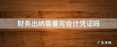 出纳需要写记账凭证吗 财务出纳需要写会计凭证吗