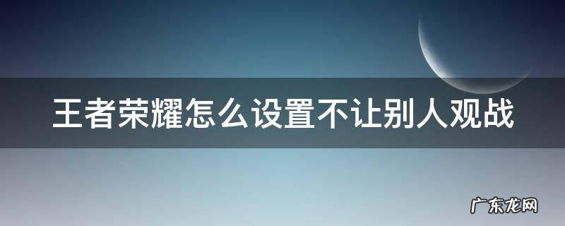 王者荣耀怎么设置不让别人观战我的战队 王者荣耀怎么设置不让别人观战
