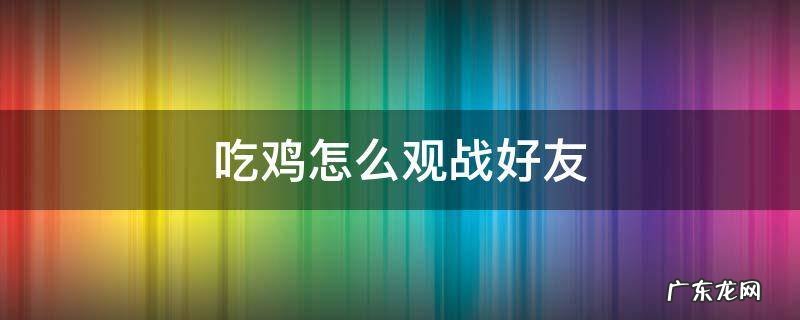 吃鸡怎么观战好友 电脑版吃鸡怎么观战好友
