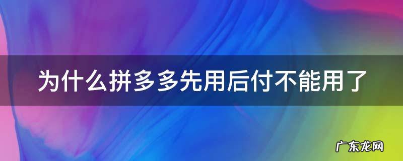 为什么拼多多先用后付不能用了 先用后付被禁用怎么解除