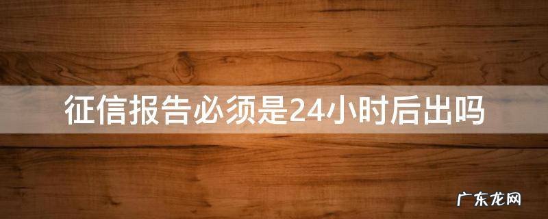 个人征信要24小时后才有报告结果 征信报告必须是24小时后出吗