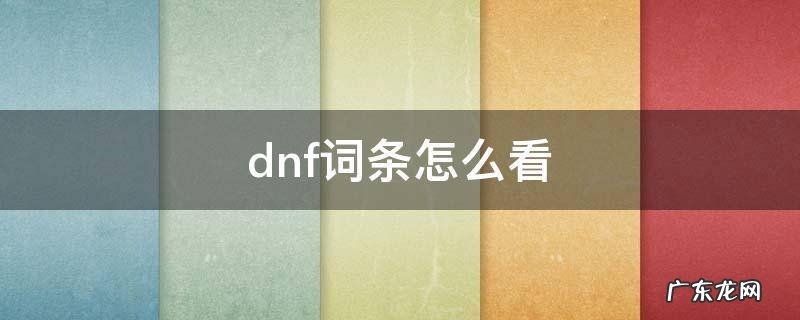 dnf怎样看词条 dnf词条怎么看