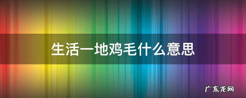 生活一地鸡毛什么意思 生活一地鸡毛什么意思我在假装岁月静好