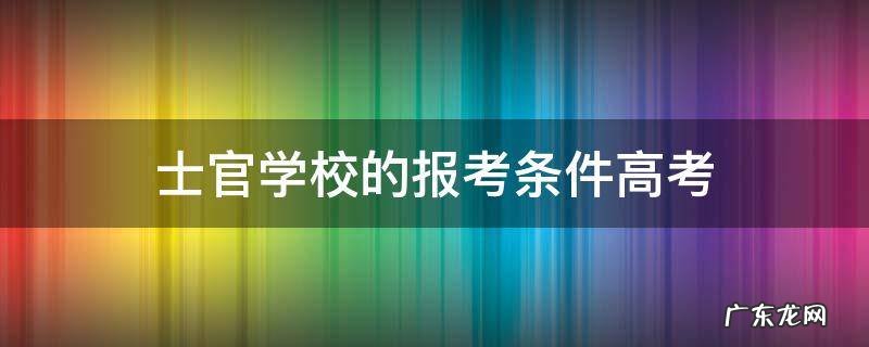 高中报考士官学校的报考条件 士官学校的报考条件高考