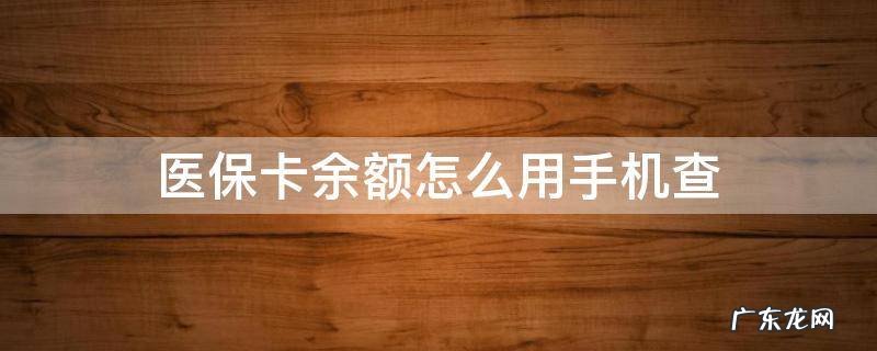 医保卡余额怎么用手机查 手机上查医保卡余额