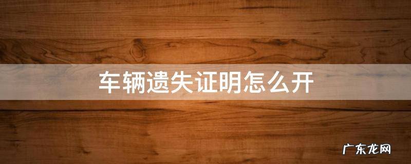 车辆丢失证明怎么开 车辆遗失证明怎么开