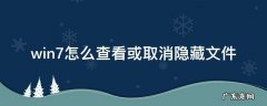 win7隐藏文件怎么取消隐藏 win7怎么查看或取消隐藏文件