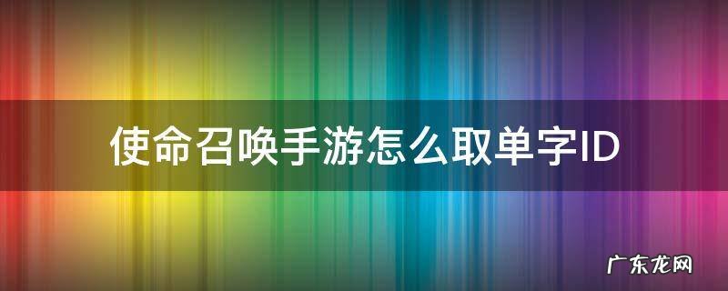 使命召唤手游怎么取单字lD 使命召唤手游怎么取单字ID