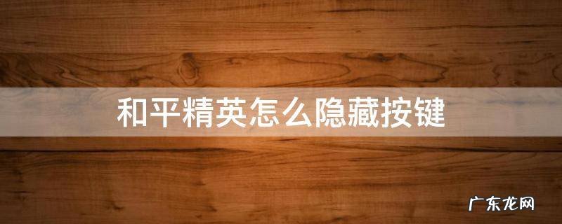 和平精英怎么隐藏按键 和平精英怎么隐藏按键拍照