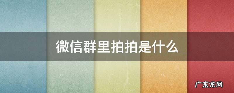 微信群里的拍拍是怎么回事 微信群里拍拍是什么