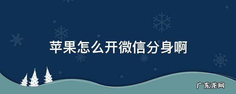 苹果怎么开启微信分身 苹果怎么开微信分身啊