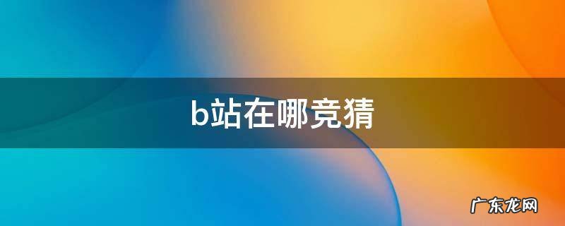 b站在哪竞猜 b站赛事竞猜