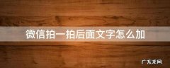 微信拍一拍后面文字怎么加 微信拍一拍怎么加上文字