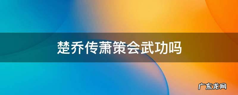 楚乔传箫策会武功吗 楚乔传萧策会武功吗