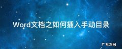 word里面的手动目录怎么添加 Word文档之如何插入手动目录