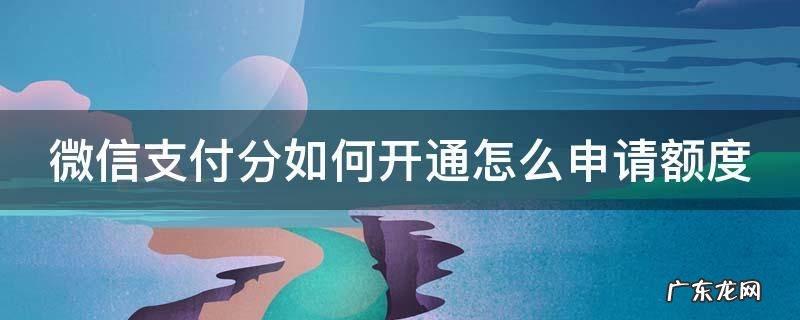 微信支付分如何开通怎么申请额度