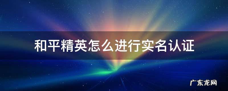 和平精英怎样弄实名认证 和平精英怎么进行实名认证