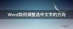 Word如何调整选中文字的方向 word中怎样调整文字方向