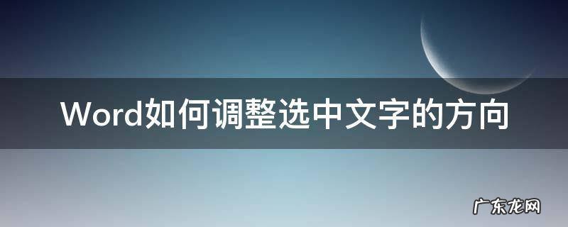 Word如何调整选中文字的方向 word中怎样调整文字方向