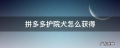 拼多多护院犬怎么获得 拼多多里怎么领养护院犬