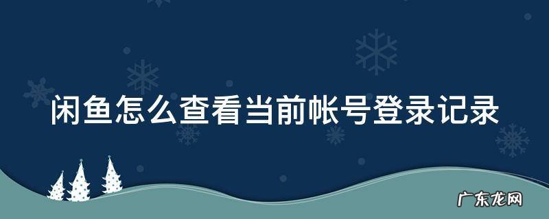 闲鱼怎么查看当前帐号登录记录 闲鱼怎么查看当前帐号登录记录明细