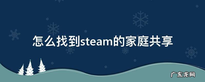 steam的家庭共享在哪里 怎么找到steam的家庭共享