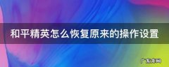 和平精英如何恢复所有设置 和平精英怎么恢复原来的操作设置