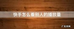 快手怎么看别人的播放量 2022快手怎么看别人的播放量