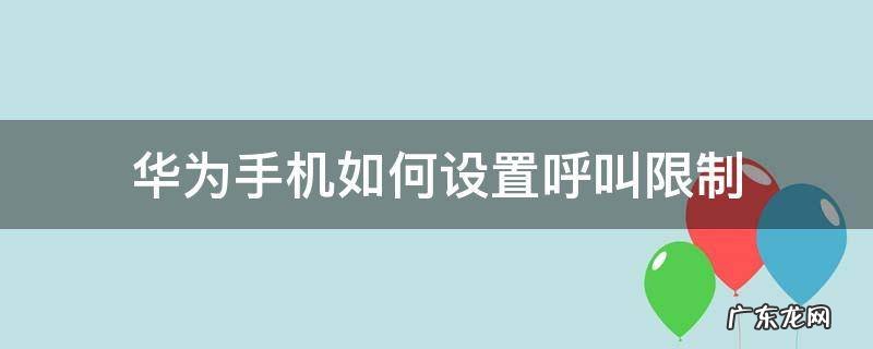 华为手机如何设置呼叫限制 华为手机设置了呼叫限制