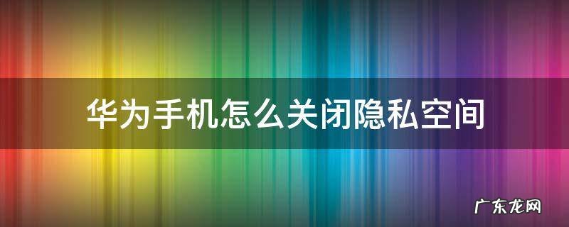 华为手机怎么关闭隐私空间模式 华为手机怎么关闭隐私空间