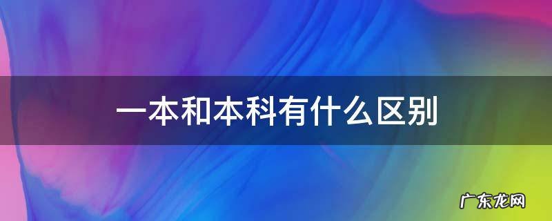 大学一本和本科有什么区别 一本和本科有什么区别