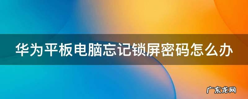 华为平板电脑忘记锁屏密码怎么办绑着手机号 华为平板电脑忘记锁屏密码怎么办