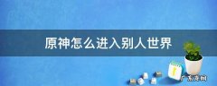原神怎么进入别人世界 原神能进入别人的世界吗
