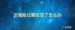 交强险过期忘交了怎么办 交强险过期忘交了怎么办呢
