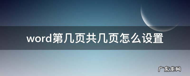 word第几页共几页怎么设置 word第几页共几页怎么设置成按顺序