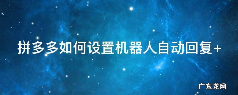 拼多多如何设置机器人自动回复一句话 拼多多如何设置机器人自动回复